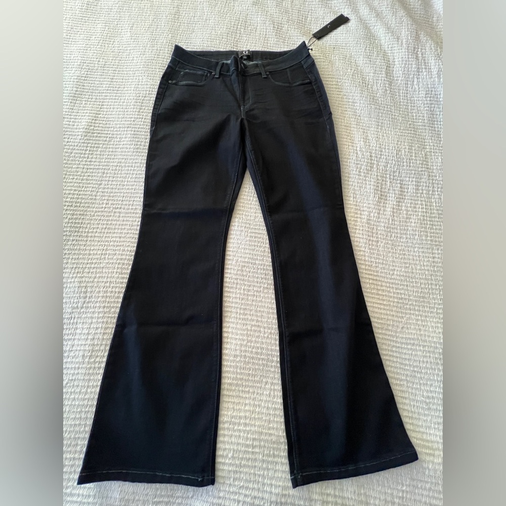 G By Giuliana Pull On Stretch Black Denim Flared Jeans Size L New